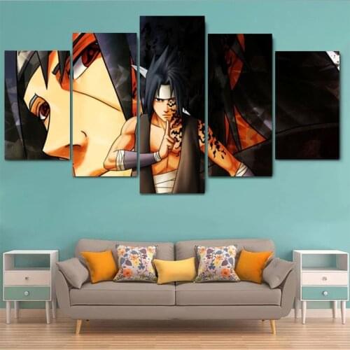 Sasuke and Itachi 5 Piece Canvas Painting Naruto Anime 5 panels Poster Wall Prints for Teen Room Living Room Home Decor Cuadros
