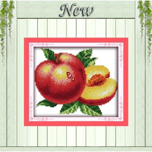 Water-drop peaches fruits decor painting 11CT counted printed on the canvas DMC Cross Stitch kits 14CT needlework Set embroidery