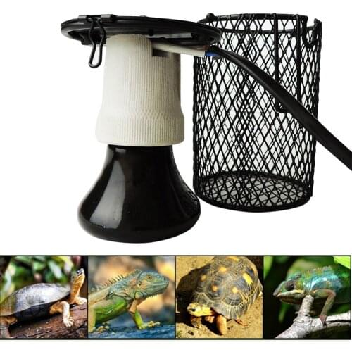 Ceramic Heating Lamp Heater Guard Holder E27 Ceramic Lamp Holder Reptile Terrariums Infrared Heat Bulb(100W)