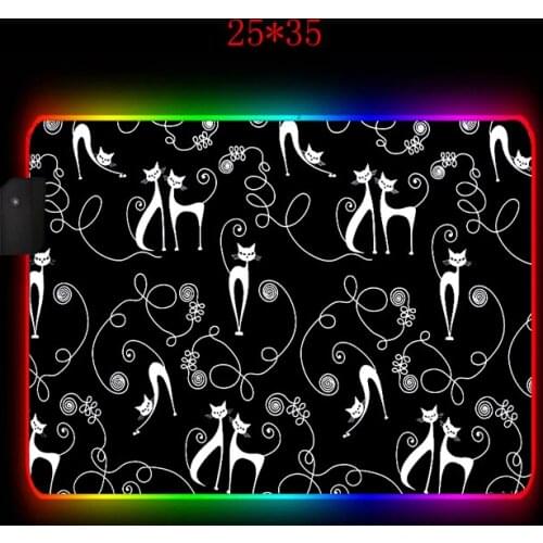 Kawaii cat office desk mat RGB mouse pad gaming accessories lock player LED color natural rubber non-slip Household carpet pad