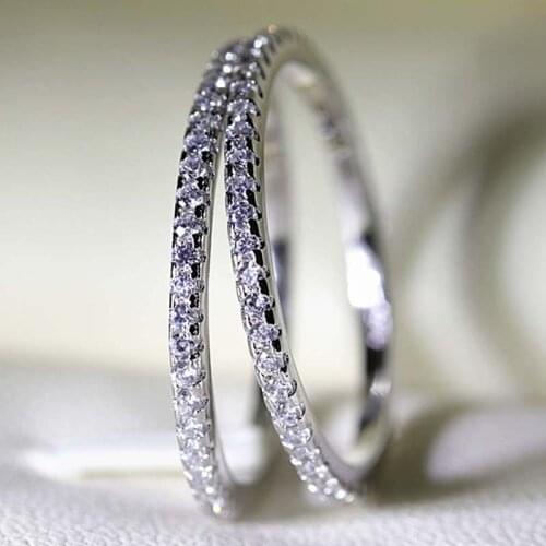 Korean Fashion Womens Ring Bride Wedding Jewelry Engagement Party Ring Exquisite Shiny Zircon Womens Simple Fine Ring
