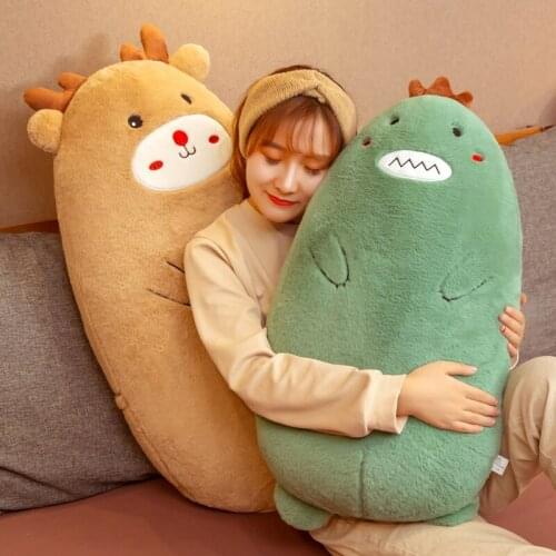 Animal Dumplings Long Pillow Animal Stuffed Plush Toys Soft Cute Doll Sofa Pillow Cushion Home Decoration Creative Birthday Gift