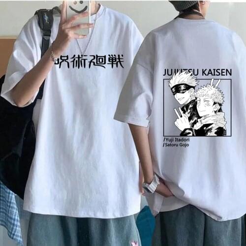 Anime Jujutsu Kaisen T-shirt Men Funny Anime Hip Hop Top Tees Male