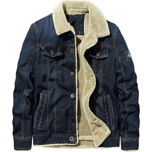 Winter Thicken Denim Jacket Coat Men Outwear Plus Velvet Warm Jeans Jacket Man Casual Fur Thick Fleece Cowboy Parka Size 5XL 6XL