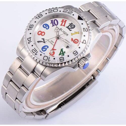 40mm BLIGER white dial sapphire Ceramic Bezel automatic mens watch
