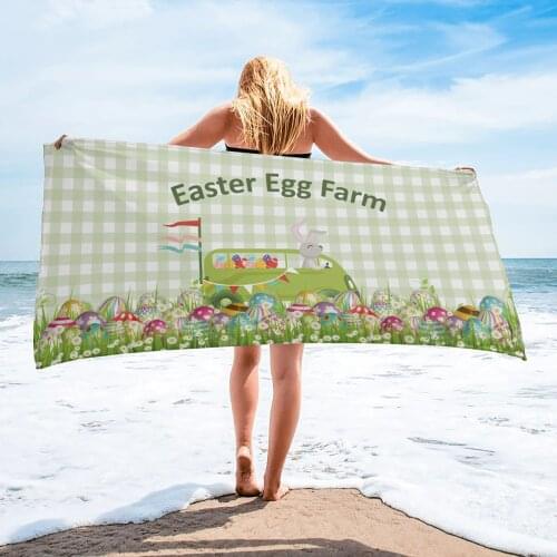 Easter Meadow Bus Bunny Eggs Bath Towel Bathroom Accessories Microfiber Beach Towels Quick-Dry Bath Towels for Adults