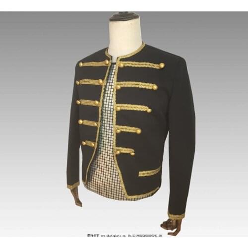 Male singer black clothes personality costumes 2021 new male host court suit dress slim round neck coat jacket