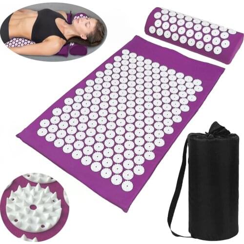 Massager Cushion Massage Yoga Mat Acupressure Relieve Pain Stress Back Body Pain Spike Mat Acupuncture Mat and Pillow Set