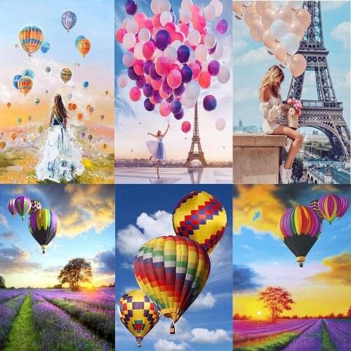 Full Diamond Embroidery Hot Air Balloon Cross Stitch 5D Diamond Painting Mosaic Landscape Home Decoration Wall Painting Crafts