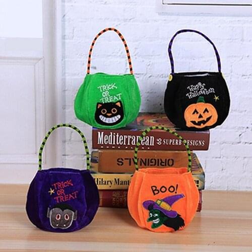 Portable Gift Bag For Childrens Gift High Quality Gold Velvet Cloth Bags Halloween Decor Party Supplies Cute Pumpkin Gift Bag