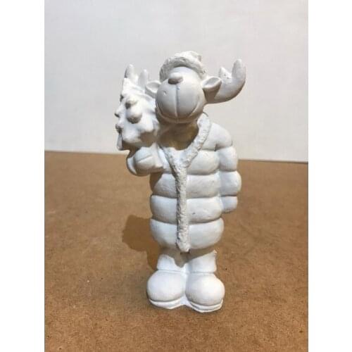 POLYESTER DEER CHRISTMAS FATHER SCULPTURE