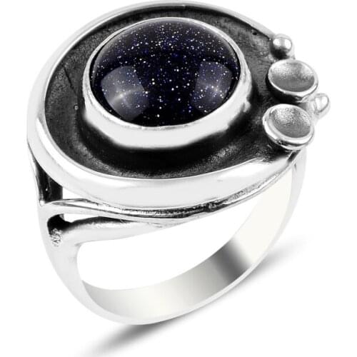 Silverlina Silver Blue Star Stone Handwork Ring