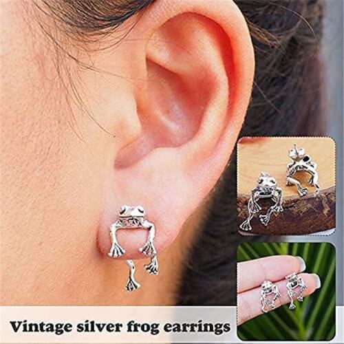Frog Lover Earrings for Women Retro Stud Detachable Cute and Sweet Animal Earrings Jewelry Girls Christmas Gifts