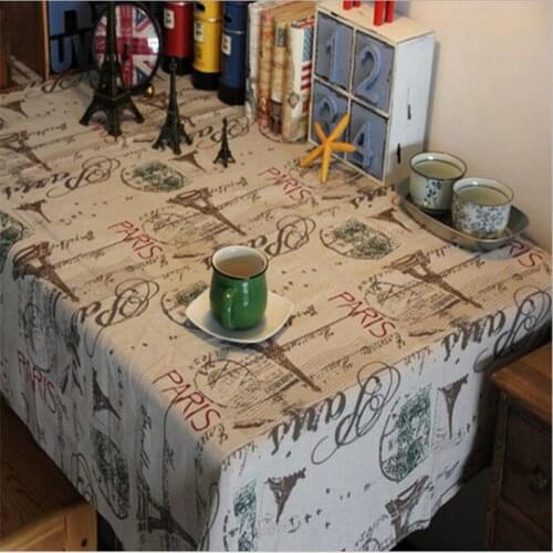 1Pcs European style Cotton linen printed table lace cloth Paris Eiffel Tower Designed Tablecloth waterproof tea cafe table cloth