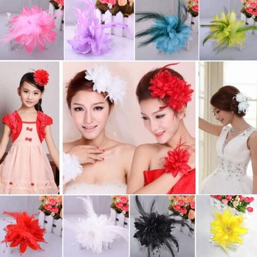 Bridal headdress with beaded flowers Fashion Flower Feather Bead Corsage Hair Clips Fascinator Bridal Hairband Brooch Pin