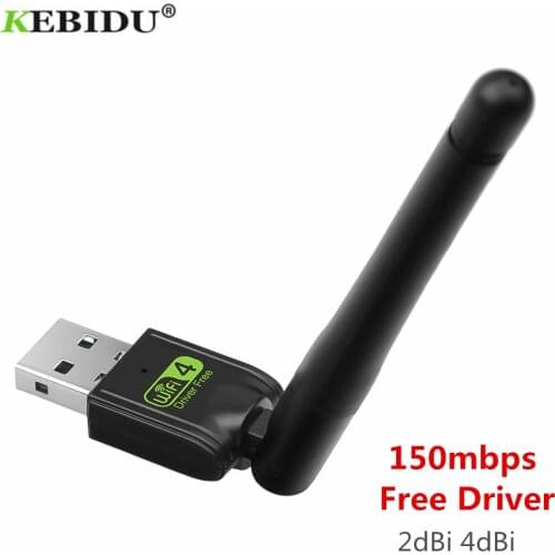 KEBIDU USB WiFi Adapter 150mbps 2dBi 4dBi 2.4G Wi-Fi adapter PC Wi Fi Antenna Dongle USB Ethernet WiFi Receiver Network Card
