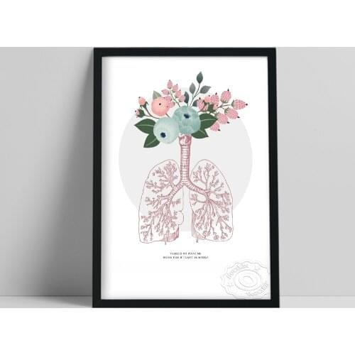 Vintage Anatomy Poster, Floral Lungs Trachea Canvas Prints, Point Me Doing If I Can'T Myself Wall Decor, Pink Medical Wall Art