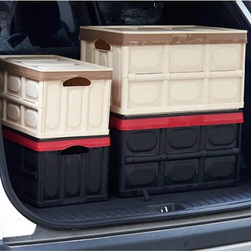 Car Trunk Organizer Plastic Foldable Cars Storage Box With Lids Portable Save Space Toy Snack Container Household Storage Box