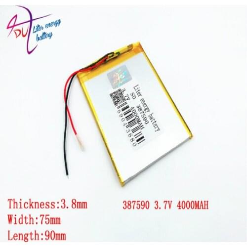 1PCS 387590 407590 3.7V 4000mah Lithium Tablet polymer battery with Protection Board For PDA PCs Digital Products