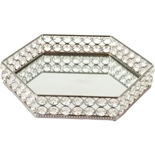 1pc Modern Crystal Vanity Makeup Tray Tray Perfume Home Office Desktop Decor