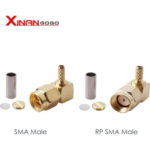 10pcs SMA Male Right Angle Crimp for RG174 RG316 RG316D RG179 LMR100 Cable RP SMA Male RF Connector