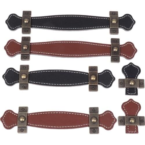 2Pcs/lot 6 Style Soft Leather Handle And Knobs For Furniture Cabinet Chest Drawer Suitcase Handle With Screws