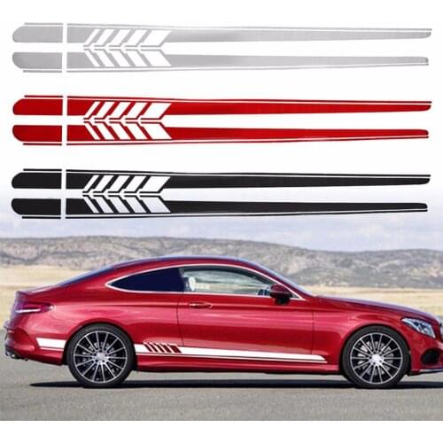2Pcs/lot Car Waist Side Skirt Decoration Stickers Decals Vinyl For Mercedes Benz W205 W203 W204 C Class Auto Car Accessories