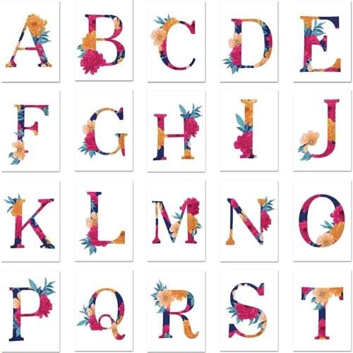 Red Flower Letter DIY Diamond Painting Kits 5D Full Square Drill Floral Name Mosaic Embroidery Art Wall Decor