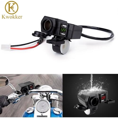 Dual USB Port Car Charger 5V-12V 4.2A 3.1A Motorcycle USB Charger With Voltmeter Cigarette Lighter Socket Outlet Power Switch