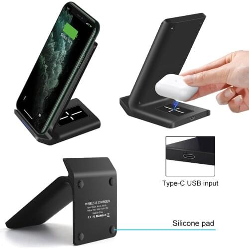 Two-in-one Wireless Charger 15W Fast Charge Supports QI Car Wireless Charging