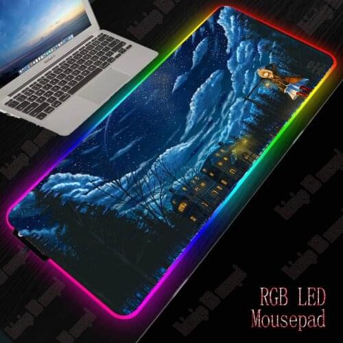 Anime Cat Clouds Gaming RGB Large Mouse Pad Gamer Big Mouse Mat Computer Mousepad Led Backlight XXL Mause Pad Keyboard Desk Mat