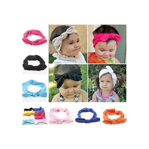 Citgeett Cute Baby Girls Kids DIY Rabbit Ear Turban Knot Headband Hair Band Head wrap Solid Color