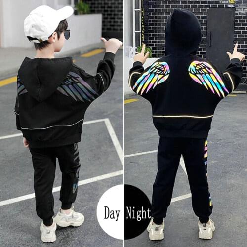 Children Clothing Sports Suit For Boys And Girls Hooded Outwears Long Sleeve Unisex luminescence Coat Pants Set Casual Tracksuit