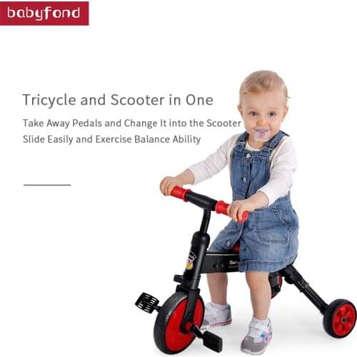 Childrens folding tricycle riding slide two in one free inflatable EVA wheel light shock absorber safety riding childrens toy