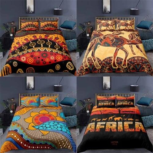 Home Textile Luxury 3D African Tribe Print 2/3Pcs Comfortable Duvet Cover Pillowcase Bedding Sets Queen and King EU/US/AU Size
