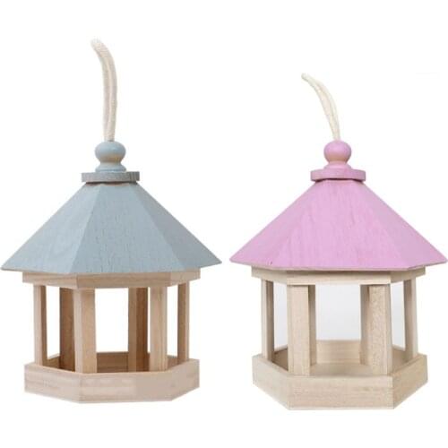 Bird Feed Dispenser Wooden Hanging Wild Bird Feeder Dispenser Seed Feeding Container Garden Decor New