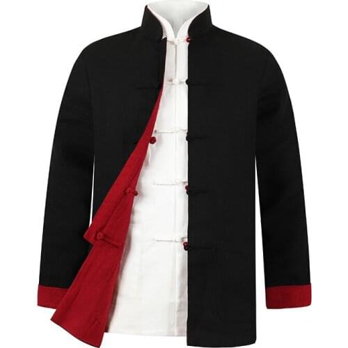 Reversible Tang Suit Linen Coats Retro Tops Chinese Style Spring Autumn Jackets for Male Hanfu Men China Clothing Oriental Haut