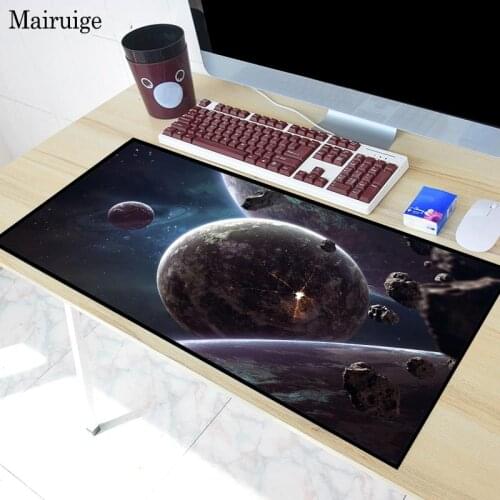 Mairuige Sci-Fi Planet Space Pattern Gaming Office PC Laptop Natural Rubber Non-Slip Large Lockedge Mouse Pad XL XXL