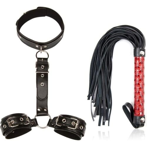Leather Whip Handcuffs Neck Collar Bdsm Bondage Restraints Adult Games Sex Toys For Couples SM Erotic Products Costumes