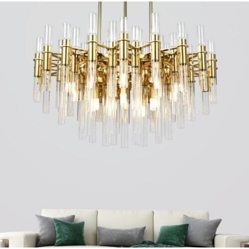 Hong Kong-style lamps postmodern Nordic minimalist restaurant living room light luxury chandelier villa creative designer glass