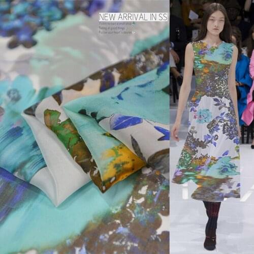 Girls summer dress and scarf silk fabric abstract floral design pure silk chiffon,SCF175
