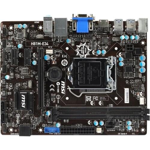 Desktop motherboard MSI H81M-E34 H81 DDR3 LGA 1150 motherboard LGA 1150 i7 i5 i3 DDR3 32G SATA3 UBS3.0 mainboard