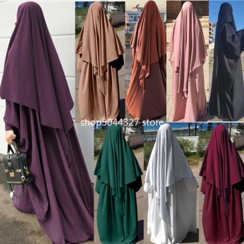 Ramadan Muslim Long Khimar Women Hijab Dress Full Cover Prayer Garment Hooded Jilbab Abaya Islam Clothing Niqab Djellaba Femme