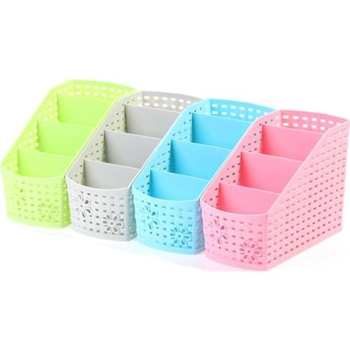 4 Colors Desktop Compartment Storage Box Anti-skid Case Cosmetics Pen Makeup Sundries Pen Organizer Stationery Space-saving Case
