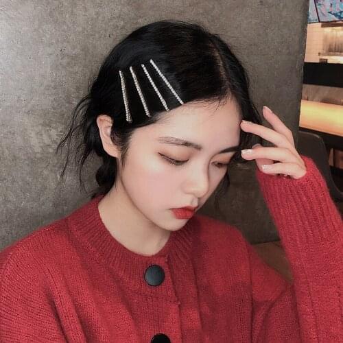 2020 New Rhinestone Hair Clip Korean Version Ins Simple Temperament Bangs Clip Set Hair Accessories