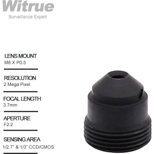 Witrue Pinhole Lens 3.7mm M8 X P0.5 Mount 1080P 2 Megapixel 1/3" F2.2 for Mini Camera CCTV Security Cameras