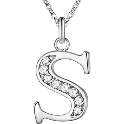 Letter S bling zircon silver plated Necklace New Sale silver necklaces & pendants /OKFSWXFP IXXIPBMT