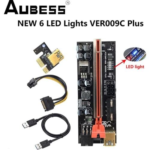 PCI-E Pcie Riser 009 Express 1X 4x 8x 16x Extender PCI E USB Riser 009S GPU Dual Adapter Card SATA 15pin To 6 Pin Power Cable