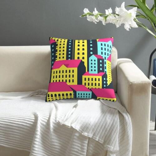 Colorful High Buildings pillowcase printed cushion cover sofa waist pillow pillow cover