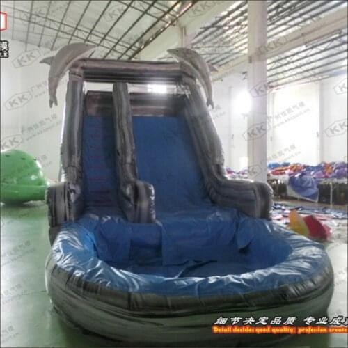 Grey Splash Down Inflatable Wet Slide- 18Ft Tall Inflatable Water Slide into your Pool